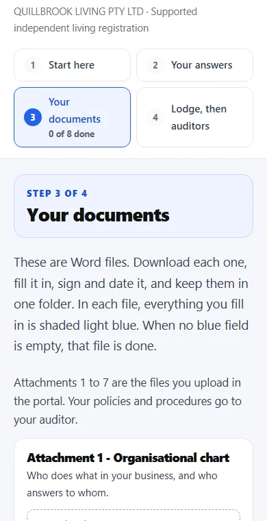Sample pack, step 3: the documents to download